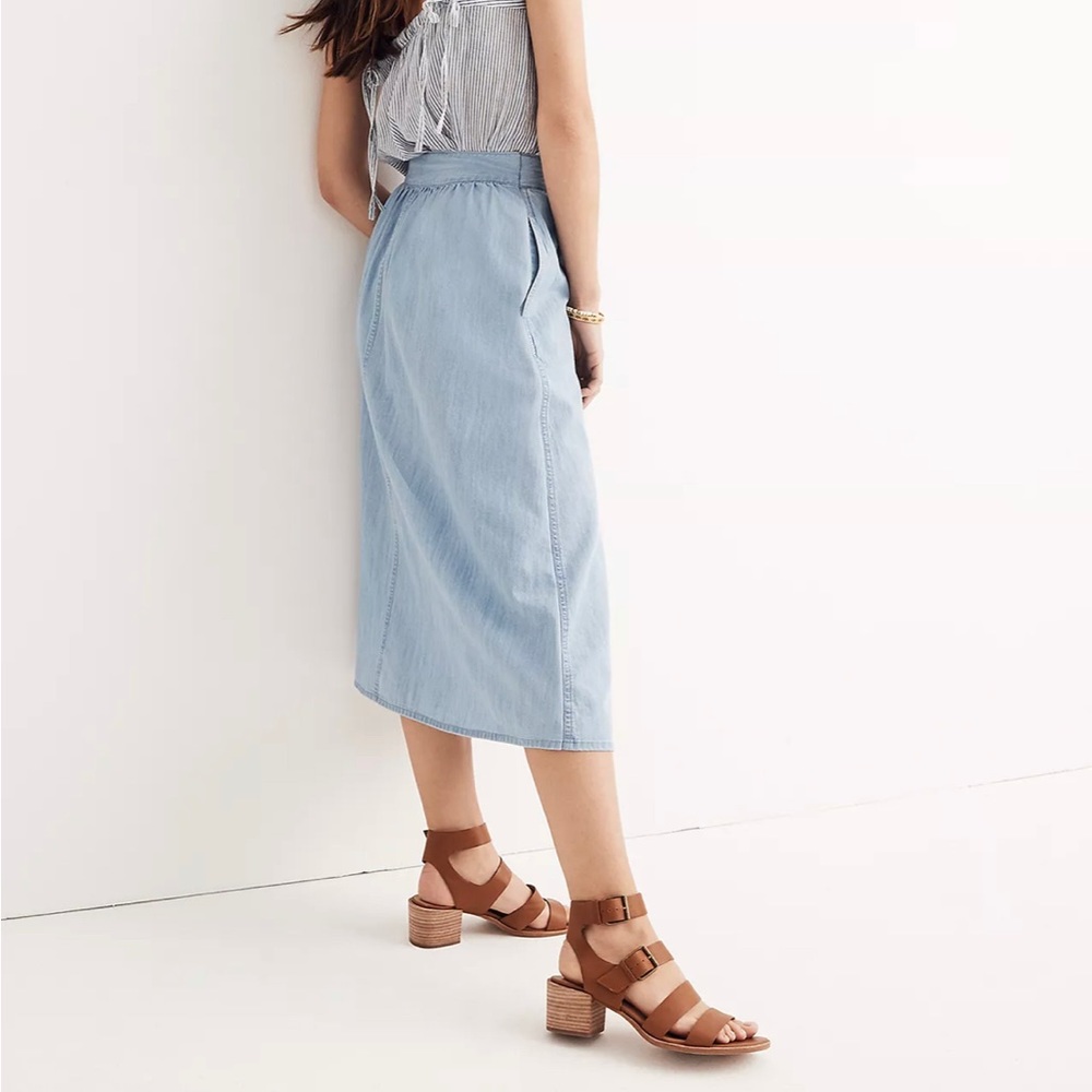 Madewell Size 12 Palisade Button-Front Midi Skirt in Indigo - Picture 2 of 13